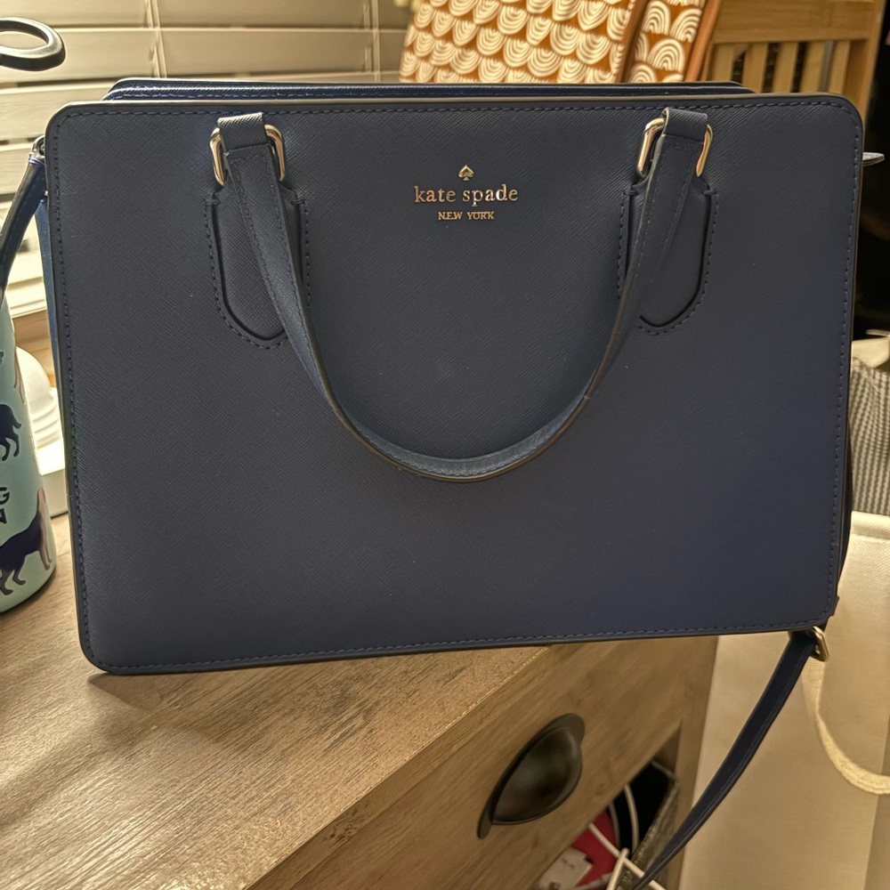 Kate Spade Blue Medium Satchel with Gold Accents